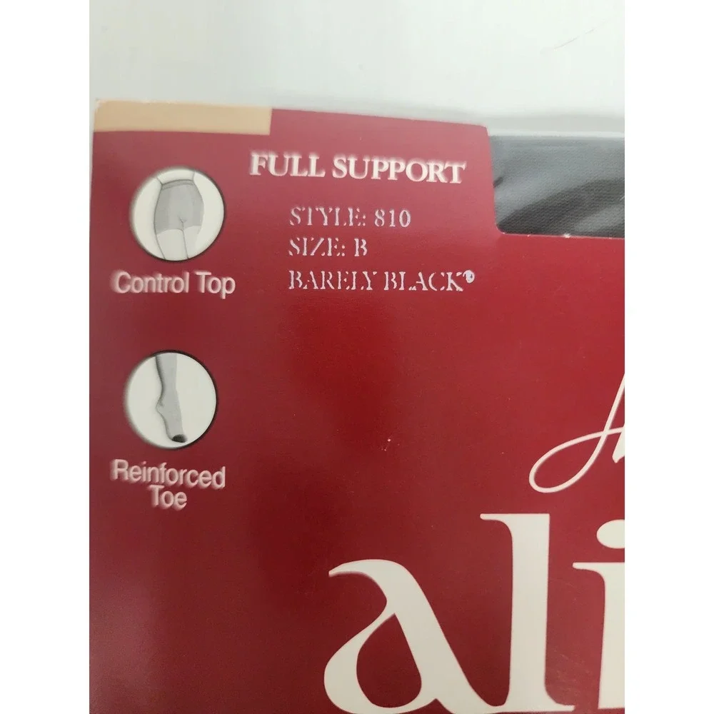Hanes Alive Full Support Control Top Reinforced Toe Size B Barely Black Hose
